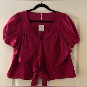 FREE PEOPLE TIE FRONT BLOUSE